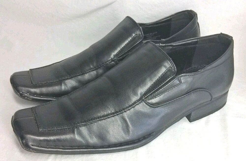 Borelli Mens 13W Miami Black Faux Leather Loafer Slip On Shoes Business Comfort